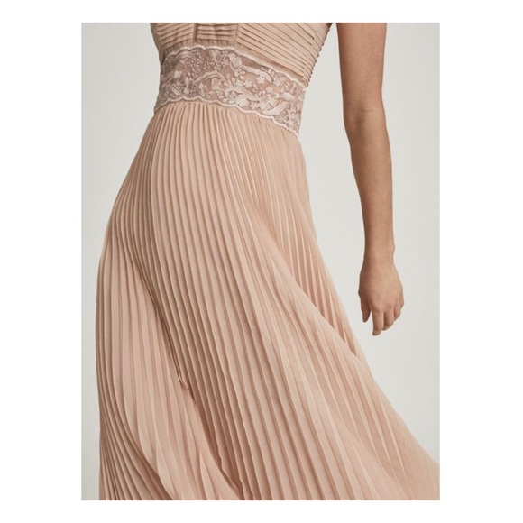 New! REISS London Emma Lace Pleated Fit & Flare Midi Dress - Picture 4 of 10